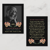 写真エレガント、カーネーション花、祈りの言葉カード 名刺 (正面/裏面)