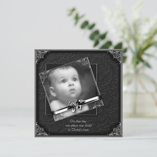 写真エレガント《キリスト教》洗礼式や命名式 招待状 (スタンド正面)