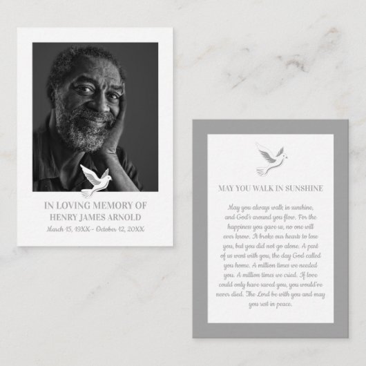 写真エレガント、ホーリー・ドーブ、祈りの言葉・カード 名刺 (正面/裏面)