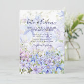 写真エレガントPeriwinkle Clematis QRコード結婚s 招待状 (スタンド正面)