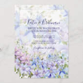 写真エレガントPeriwinkle Clematis QRコード結婚s 招待状 (正面/裏面)