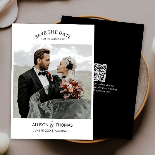 写真エレガントQRコードの日付を保存結婚する 招待状