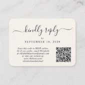 写真エレガントQRコードクリームウェディングRSVP エンクロージャーカード (正面)