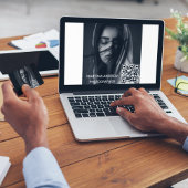 写真エレガントQRコードシンプルソーシャルメディア丸め スクエア名刺