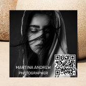 写真エレガントQRコードシンプルソーシャルメディア丸め スクエア名刺