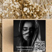 写真エレガントQRコードシンプルソーシャルメディア丸め スクエア名刺