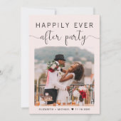 写真エレガントQRコードピンクウェディングレセプション 招待状 (正面)