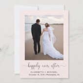 写真エレガントQRコードピンクウェディングレセプション 招待状 (正面)