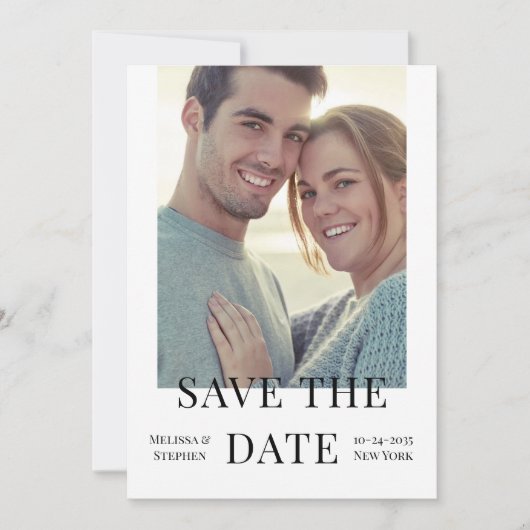 写真エレガントQRコード白結婚色 セーブザデート (正面)