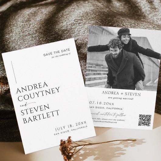 写真エレガントQrコード結婚式の日付の保存 招待状