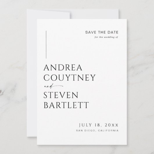 写真エレガントQrコード結婚式の日付の保存 招待状 (正面)