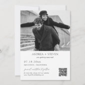 写真エレガントQrコード結婚式の日付の保存 招待状 (裏面)