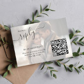 写真エレガントQRコードRSVP白黒 エンクロージャーカード