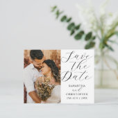写真エレガントSave the Date Black & White 結婚's 案内ポストカード (スタンド正面)