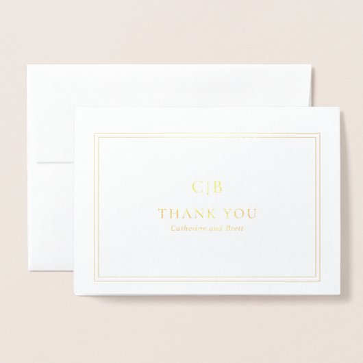 写真エレガ伝統的ントウェディングありがとう 箔カード (封筒付き正面)