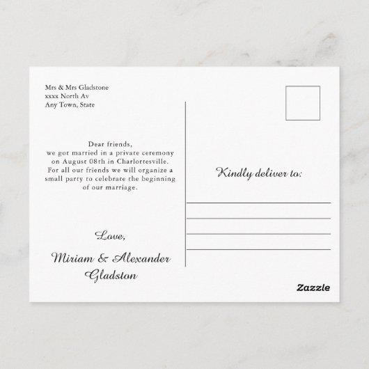 写真エロプ結婚トの発表葉書 ポストカード (裏面)