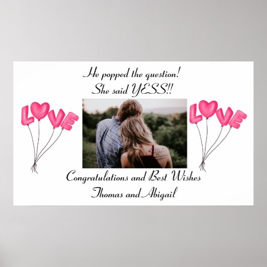 写真エンゲージメントポスター ピンクのラバルーン ポスター (正面)