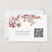 写真オンラインRSVP QRコードさくらんぼ結婚Blossom 出欠カード (正面)