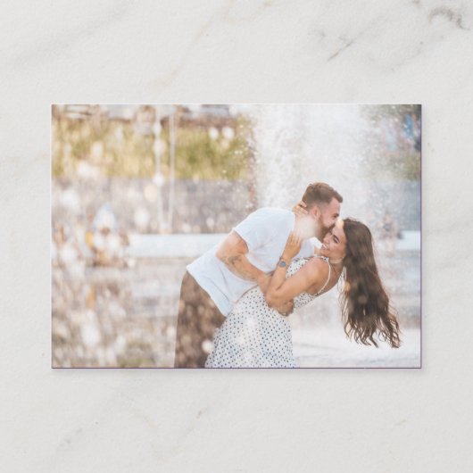 写真オンラインRSVP QRコードパープル結婚のフローラ エンクロージャーカード (裏面)