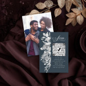 写真オンラインRSVP QRコードブルゴーニュグレイ植物学 エンクロージャーカード