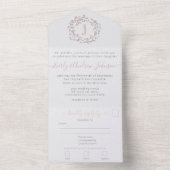 写真オン背面赤面ピンク牡丹リース オールインワン招待状 (内側)