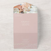 写真オン背面赤面ピンク牡丹リース オールインワン招待状 (外側)