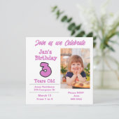 写真オン3歳の少女パーティの招待状 招待状 (スタンド正面)