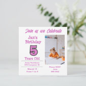 写真オン5歳の女の子パーティの招待状 招待状 (スタンド正面)