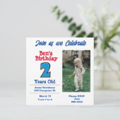 写真オンTwo Year Old Boyパーティの招待状 招待状 (スタンド正面)