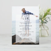 写真オーバーレイ付きのモダンな卒業パーティー招待状 招待状 (スタンド正面)