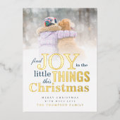 写真オーバーレイ クリスマスに喜びを見つける小さなこと 箔シーズンカード (正面)