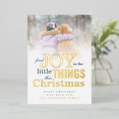 写真オーバーレイ クリスマスに喜びを見つける小さなこと 箔シーズンカード (立ち正面)