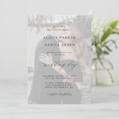 写真オーバーレイ シンプル エレガント モダン ウェディング 招待状 (スタンド正面)
