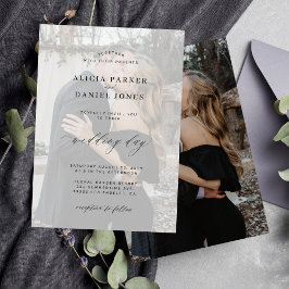 写真オーバーレイ モノクロ 現代のウェディング 招待状