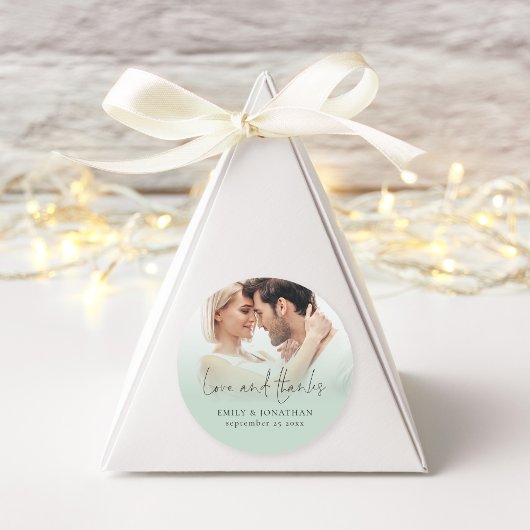 写真オーバーレイ ラブ サンクス スクリプト セージ ウェディング ラウンドシール