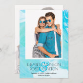 写真カジュアルの結婚ターコイズ保存日 セーブザデート (正面/裏面)