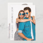 写真カジュアルの結婚式のスクリプトの日付の保存 セーブザデート (正面/裏面)