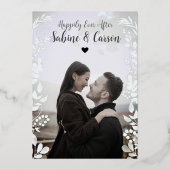 写真カジュアルエレガントバラ金ゴールドフローラ結婚の 箔招待状 (裏面)