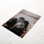 写真カジュアルエレガントバラ金ゴールドフローラ結婚の 箔招待状 (回転した状態)