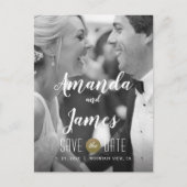 写真カジュアル結モダン婚日付の保存 案内ポストカード (正面)