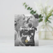 写真カジュアル結モダン婚日付の保存 案内ポストカード (スタンド正面)