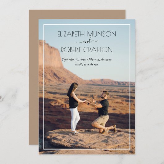 写真カジュアル結婚式の日付の保存 セーブザデート (正面/裏面)