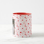 写真カスタマイズと名前ハートパターン（の模様が）ある マグカップ (中央)