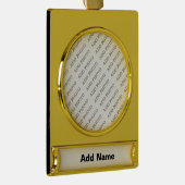 写真カスタマイズまたはアートワークに名前を追加 ゴールドプレートバナーオーナメント (右)