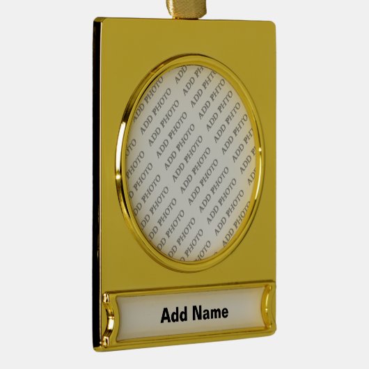 写真カスタマイズまたはアートワークに名前を追加 ゴールドプレートバナーオーナメント (右)