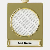 写真カスタマイズまたはアートワークに名前を追加 ゴールドプレートバナーオーナメント (正面)