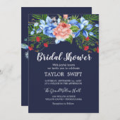 写真カスタマイズクラシック白い花 | ネイビー・ブリダ 招待状 (正面/裏面)