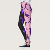 写真カスタマイズペット猫パターン紫ピンクブラック レギンス (左)