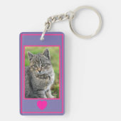 写真カスタマイズペット猫ロス記念キーリングピンク キーホルダー (裏面)