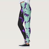 写真カスタマイズペット猫柄パープルブラック レギンス (左)